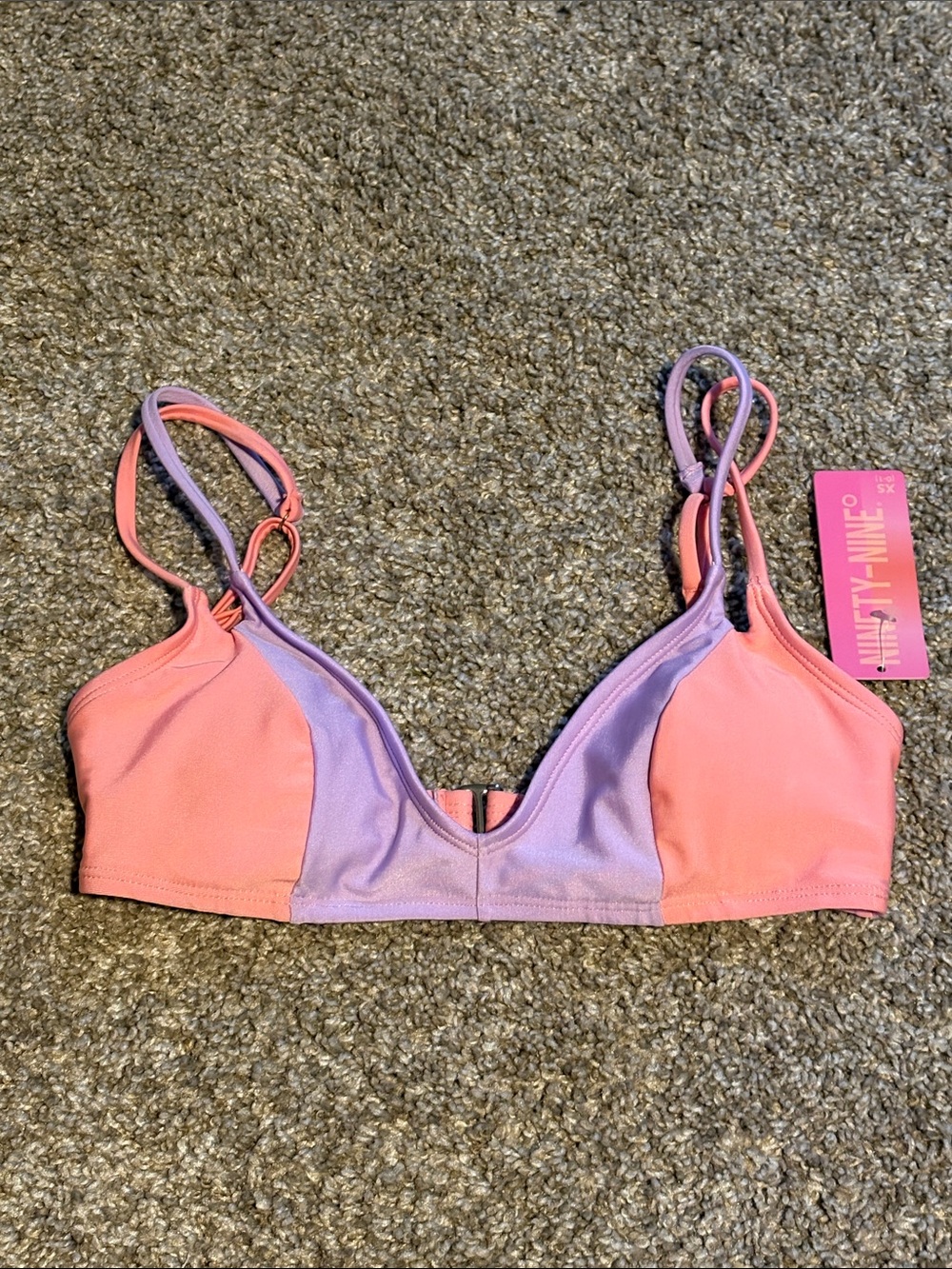 Ninety-Nine Two-Tone Pink and Lavender Swim Top  XS (0-1)